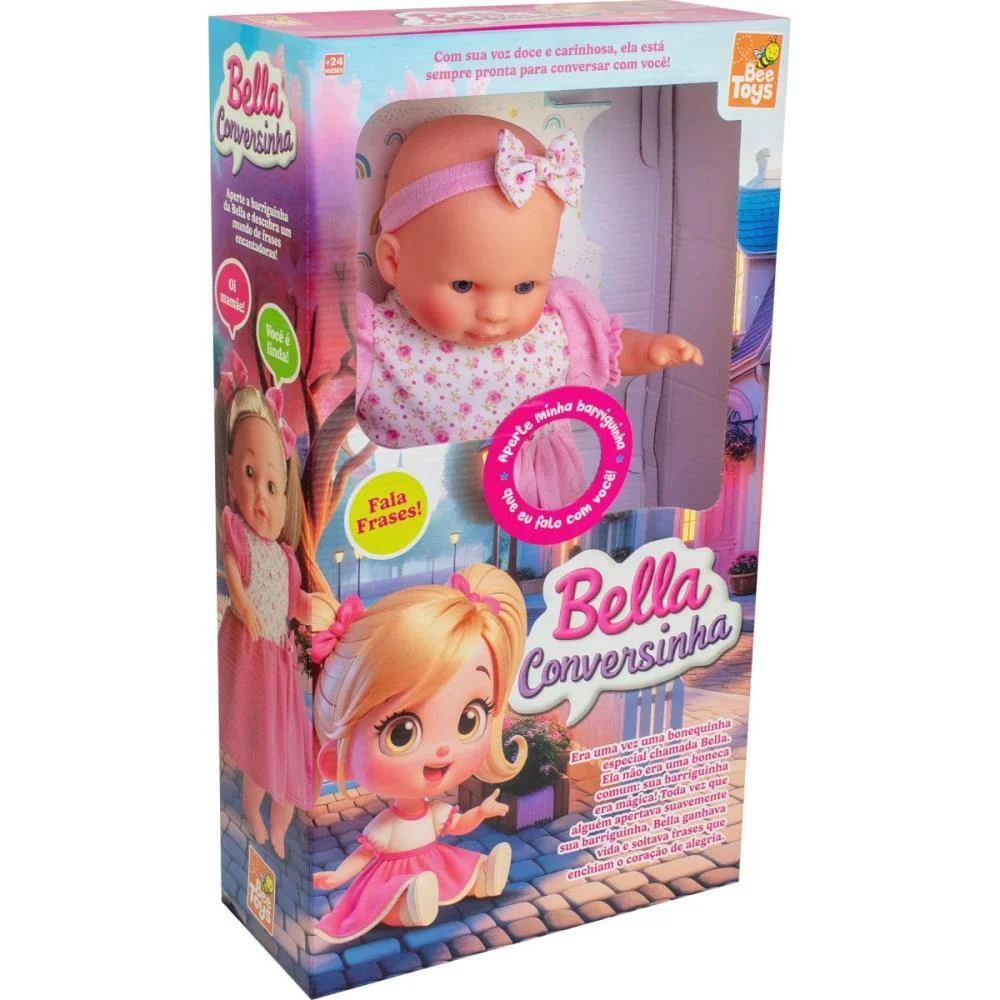 Boneca Com Mecanismo Bella Conversinha 38Cm Bee Toys - imagem 3
