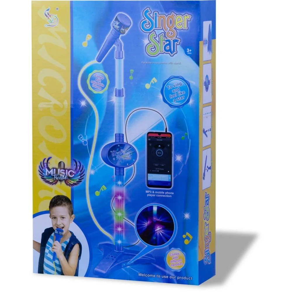 Instrumento Musical Microfone Azul C/Som/Luz Bee Toys - imagem 3