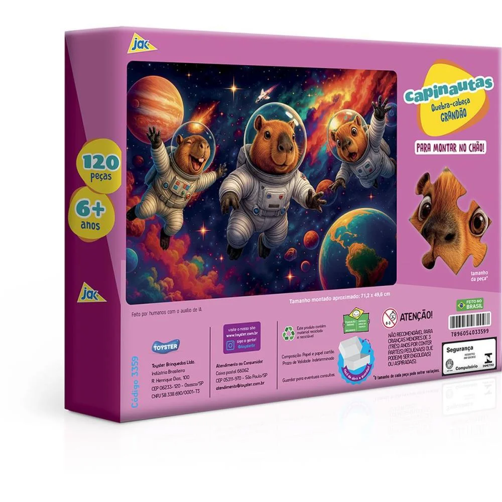 Quebra-Cabeca Cartonado Capinautas Grandao 120Pcs Toyster - imagem 4