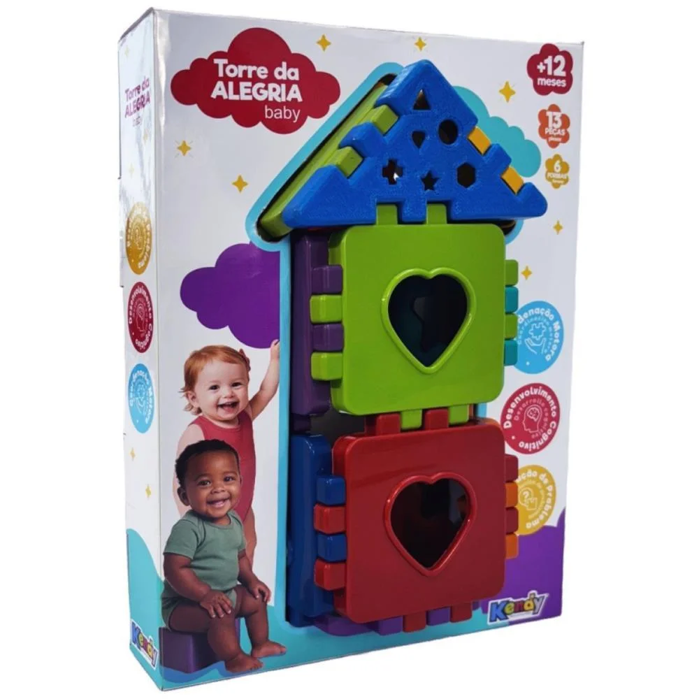Brinquedo Educativo Torre Da Alegria Baby C/Blocos Kendy Brinquedos - imagem 2
