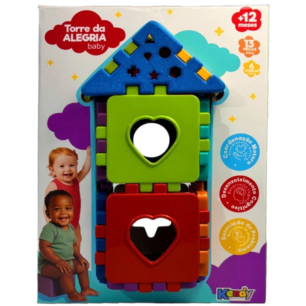 Brinquedo Educativo Torre Da Alegria Baby C/Blocos Kendy Brinquedos - imagem 4