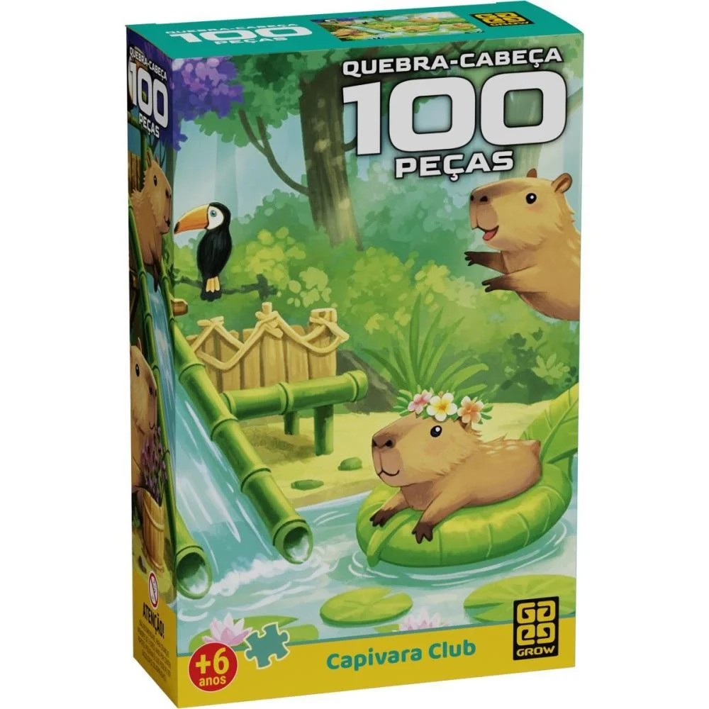 Quebra-Cabeca Cartonado Capivaras 100 Pecas Grow - imagem 2
