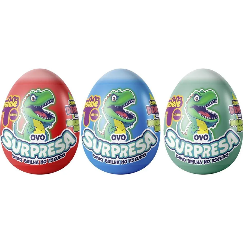 Slime Ovo Surpresa Dinossauro Brilha Doce Brinquedo C/ 18 Unidades - imagem 7