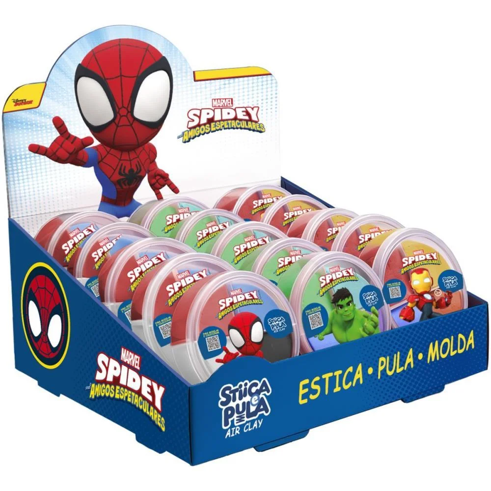 Massa Para Modelar Criativa Spidey Stica E Pula 4Cores (S) Doce Brinquedo C/ 15 Unidades - imagem 2