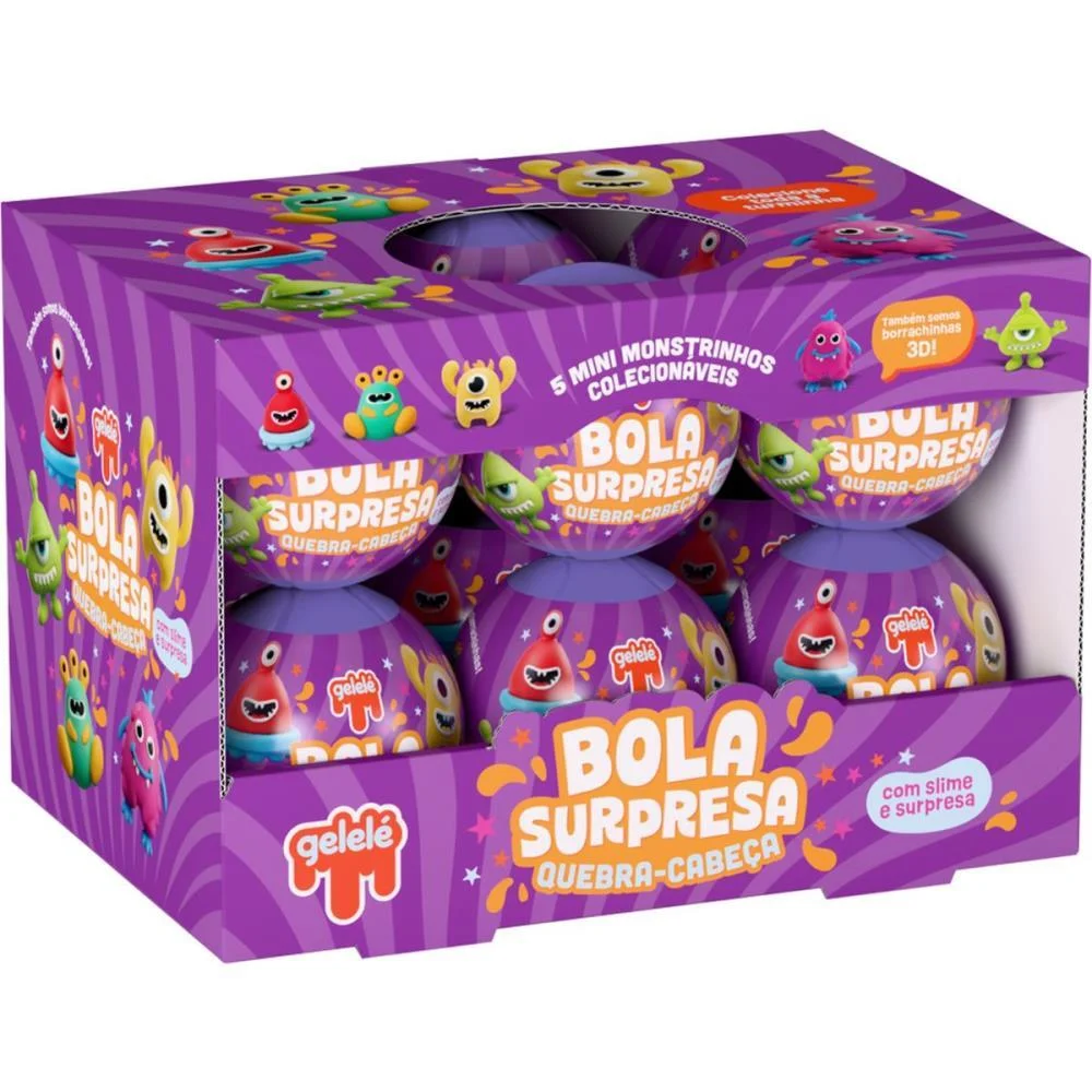 Slime Bola Surpresa Monstrinhos (S) Doce Brinquedo C/ 12 Unidades - imagem 2
