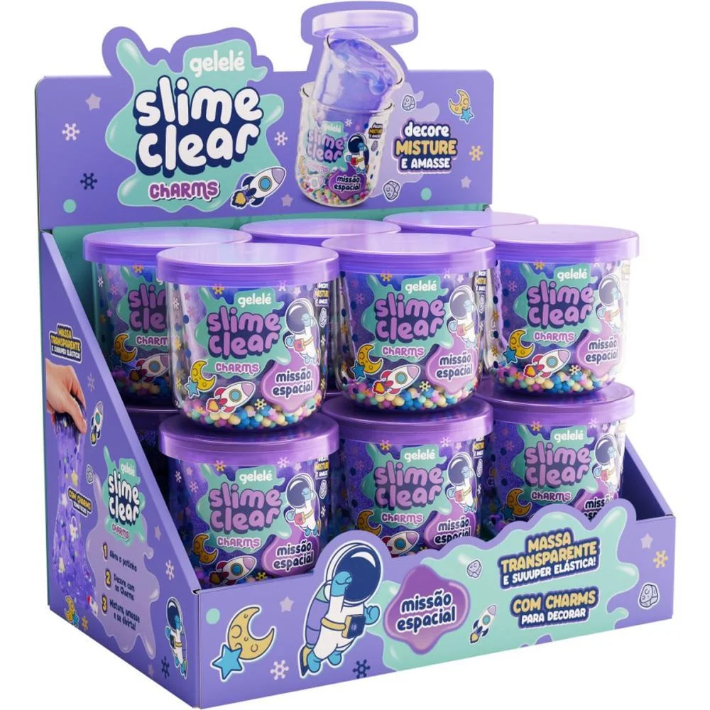 Slime Clear Charm Missao Espacial Doce Brinquedo C/ 12 Unidades - imagem 2