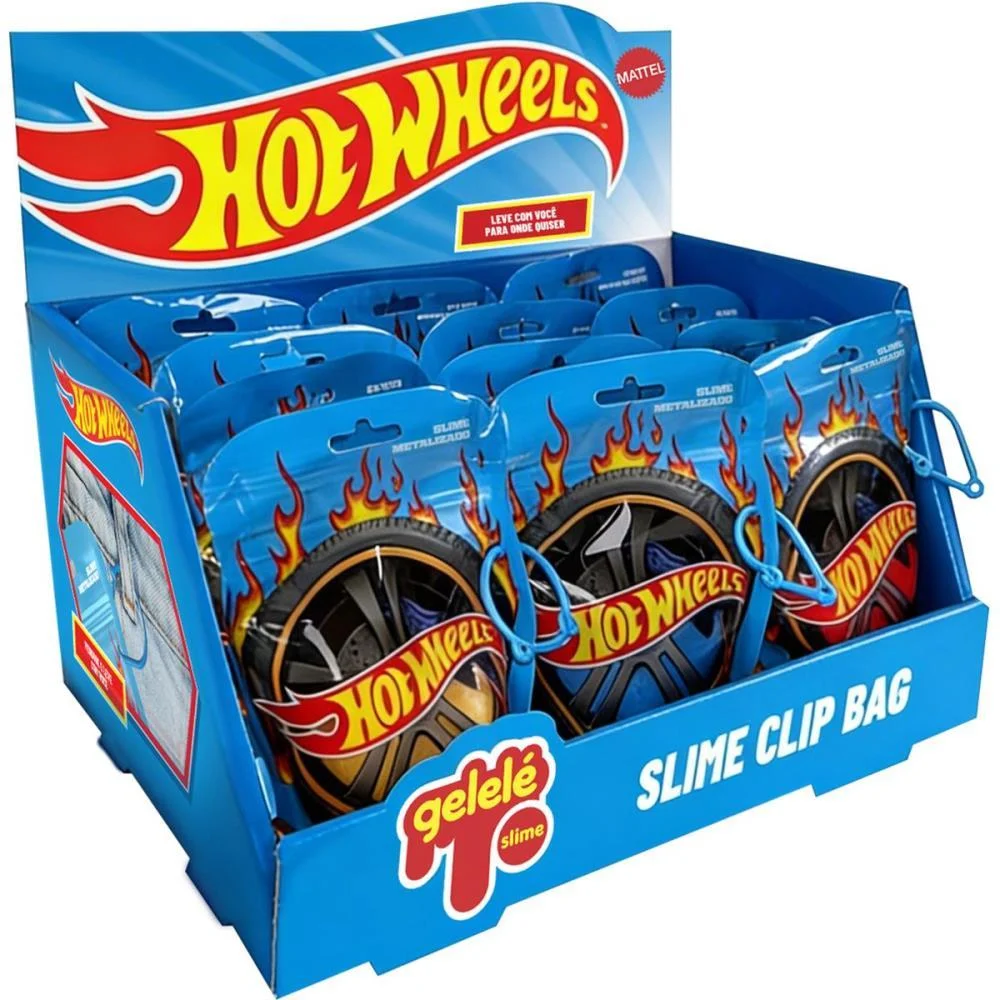 Slime Hot Wheels Gelele Clip Bag180G Doce Brinquedo C/ 15 Unidades - imagem 2