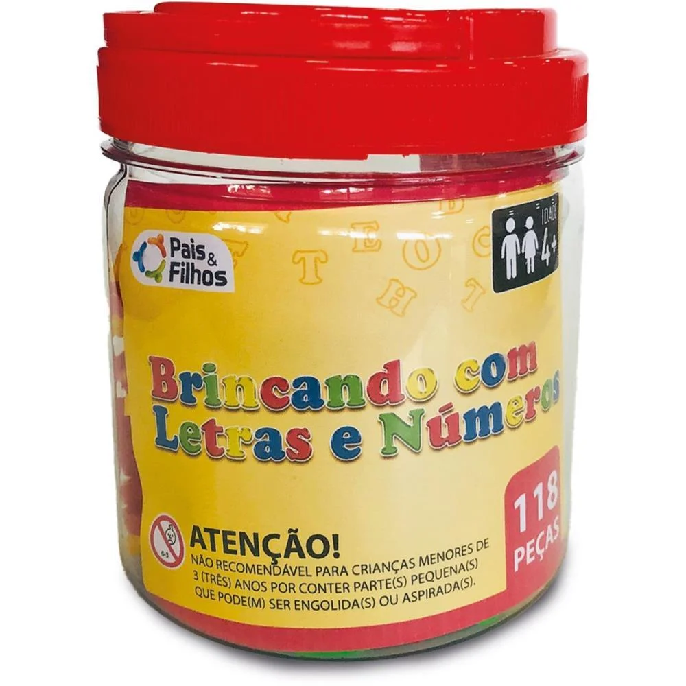 Brinquedo Pedagogico Brincando C/Letras E Num.118Pc Pais E Filhos - imagem 2