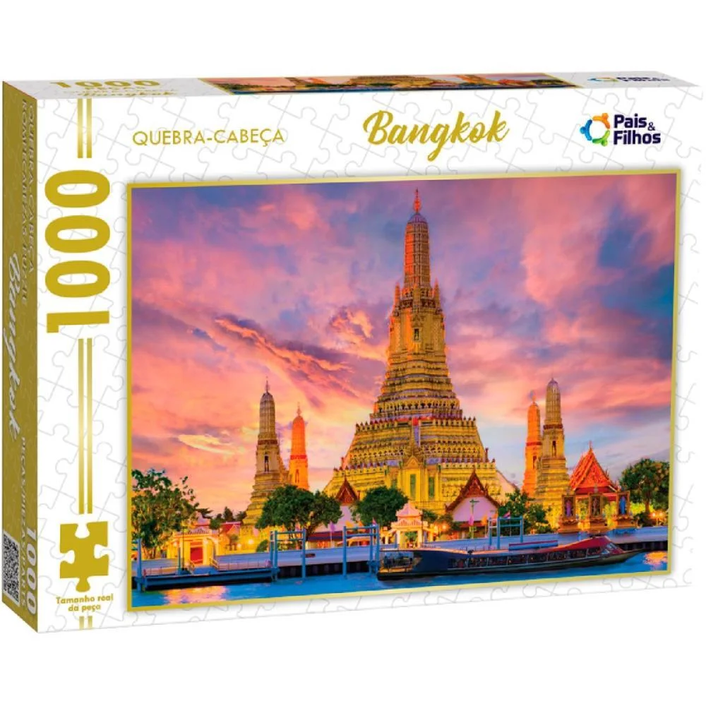 Quebra-Cabeca Cartonado Bangkok 1000 Pecas Pais E Filhos - imagem 2