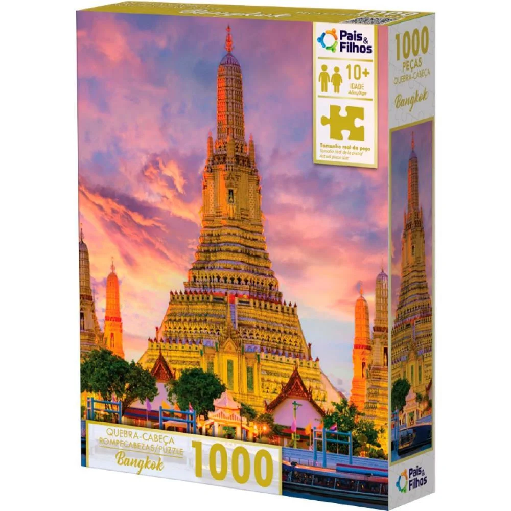 Quebra-Cabeca Cartonado Bangkok 1000 Pecas Pais E Filhos - imagem 3