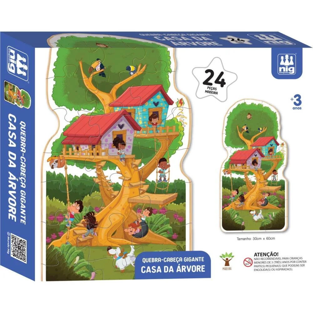Quebra-Cabeca Madeira Casa Na Arvore Gigante 24Pcs Nig Brinquedos - imagem 4
