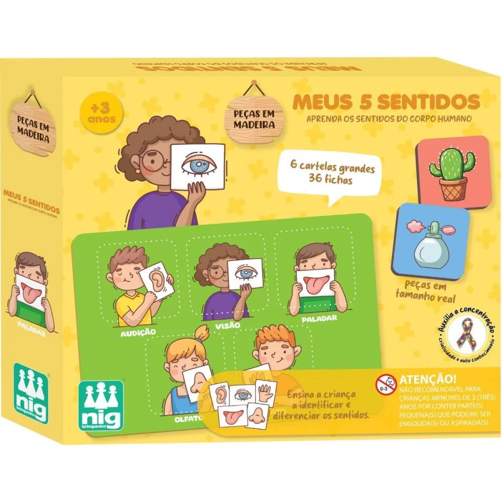 Brinquedo Pedagogico Madeira Meus 5 Sentidos Nig Brinquedos - imagem 2