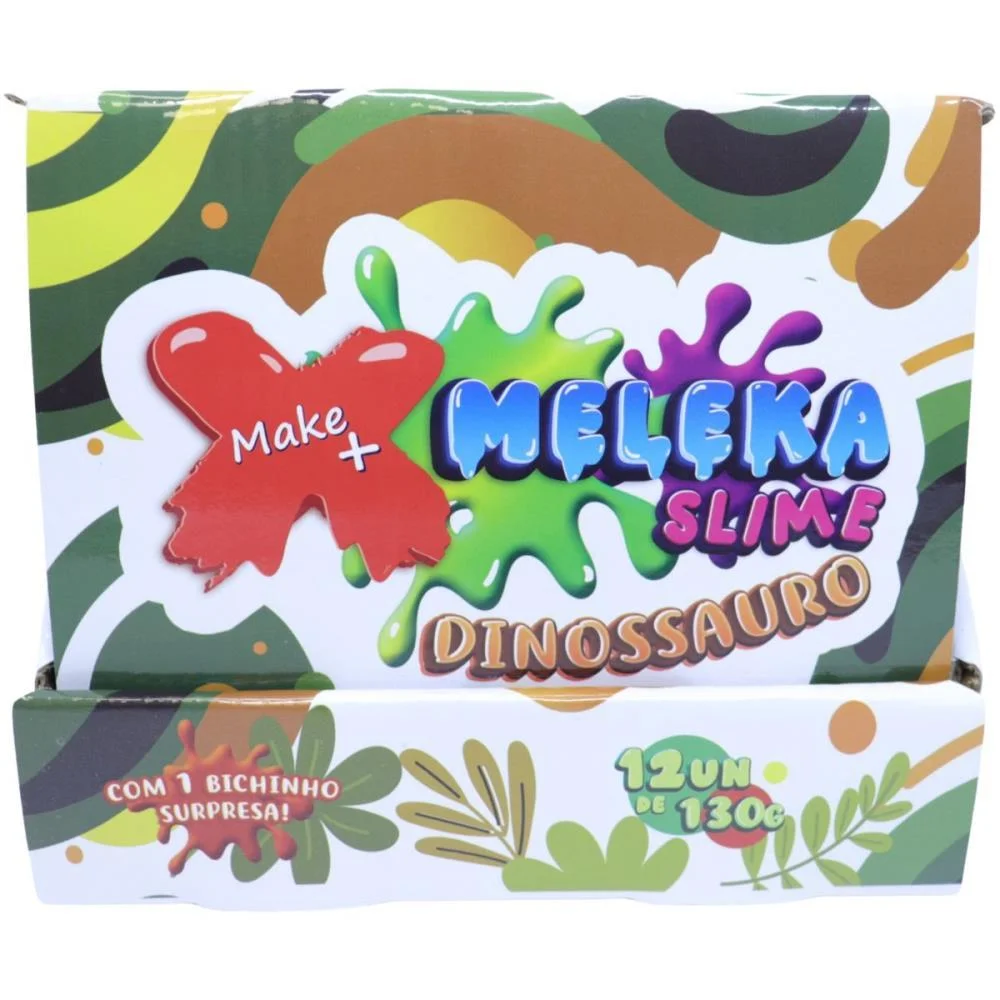 Slime Meleka Dinossauro Sortido 130G Make+ C/ 12 Unidades - imagem 5