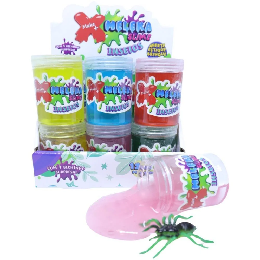 Slime Meleka Insetos Sortidos 130G Make+ C/ 12 Unidades - imagem 6