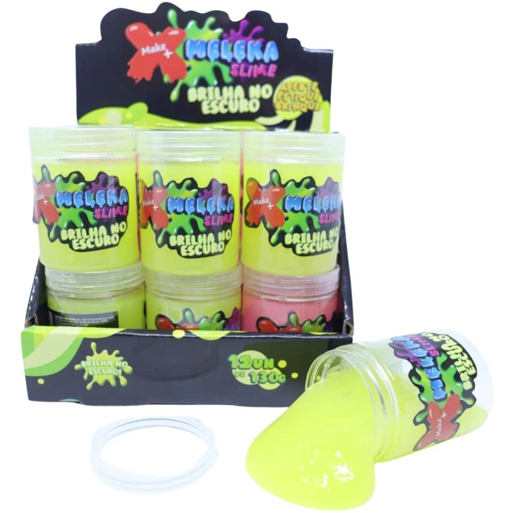 Slime Meleka Brilha No Escuro 130G Make+ C/ 12 Unidades - imagem 6