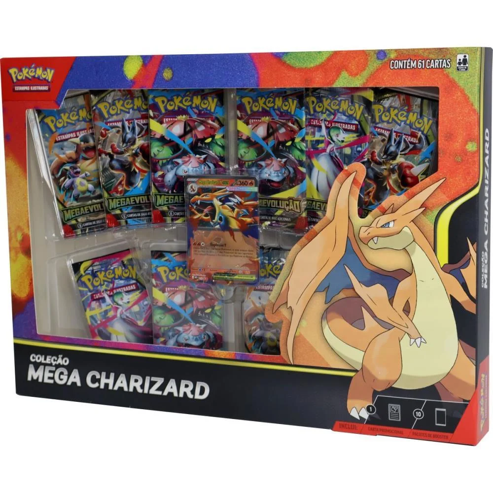 Jogo De Cartas Pokemon Box Mega Charizard Copag - imagem 3