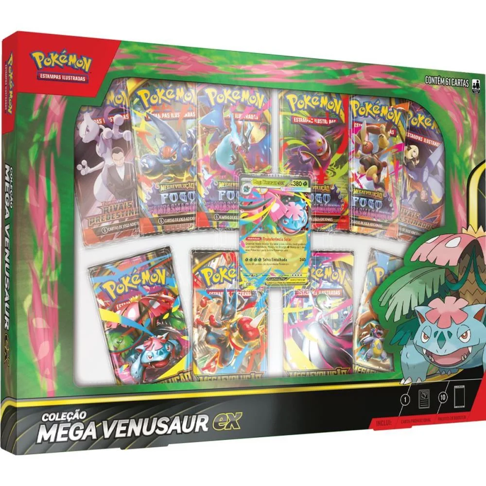 Jogo De Cartas Pokemon Box Mega Venusaur Ex Copag - imagem 3