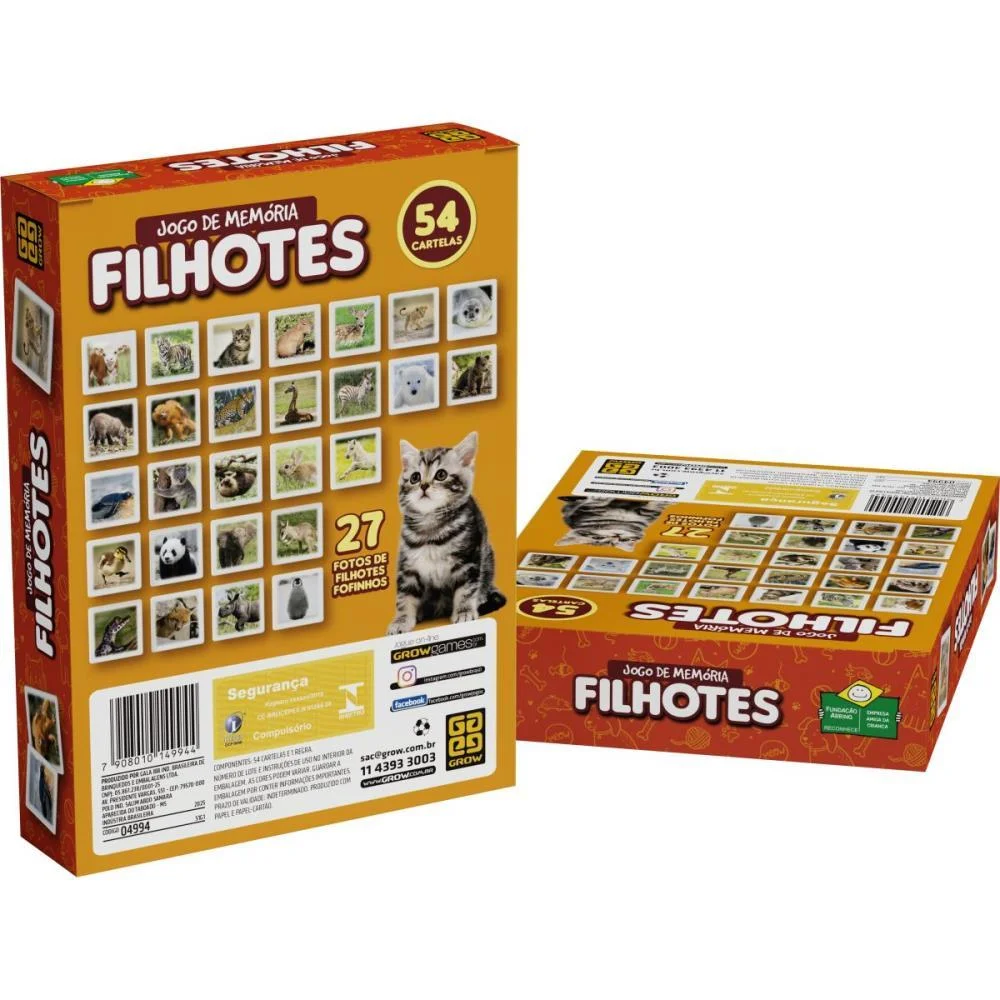 Jogo Da Memoria Filhotes 27 Pares Grow - imagem 4