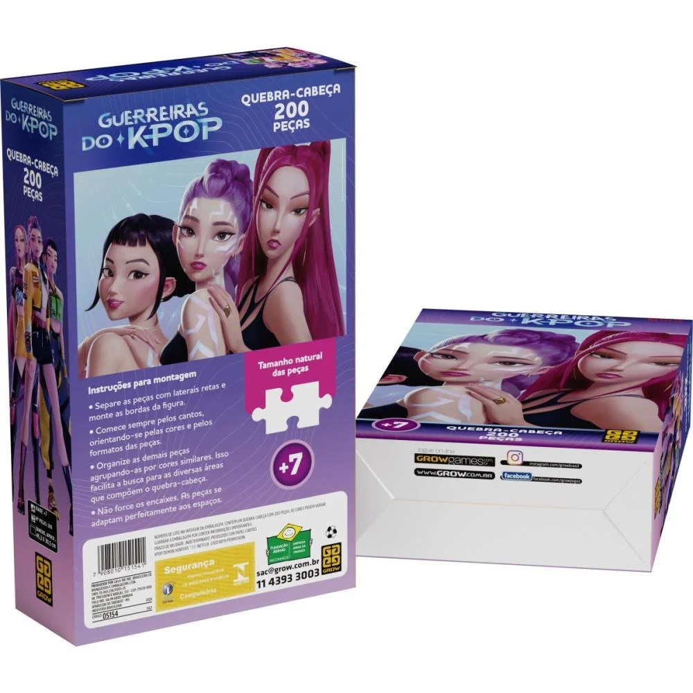 Quebra-Cabeca Cartonado Guerreiras Do K-Pop 200 Pecas Grow - imagem 4