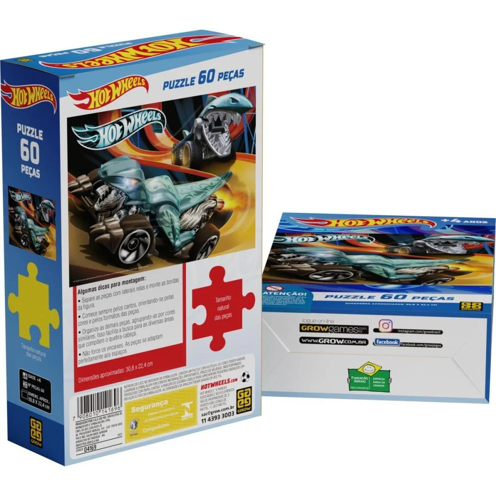 Quebra-Cabeca Cartonado Hot Wheels 60 Pecas Grow - imagem 4