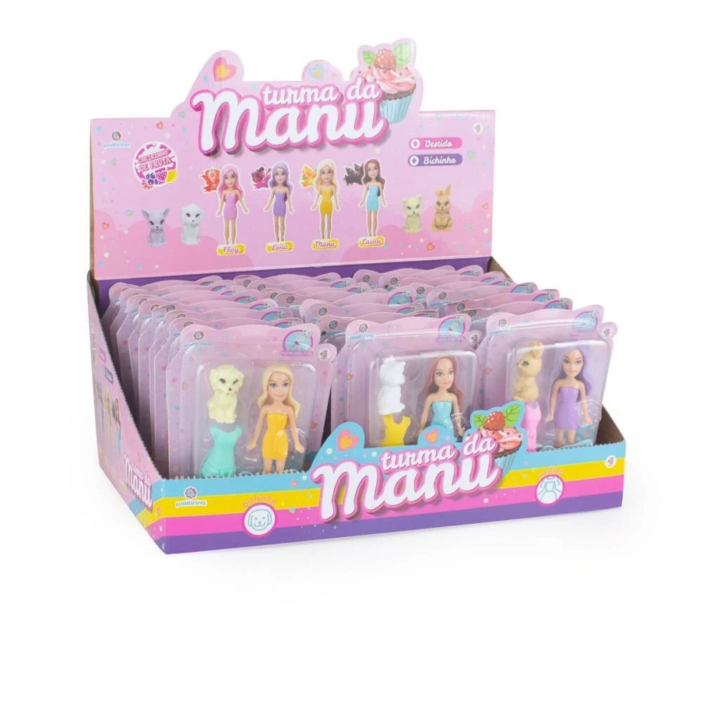 Boneca Turma Da Manu 9Cm Sortido Polibrinq C/ 24 Unidades - imagem 3