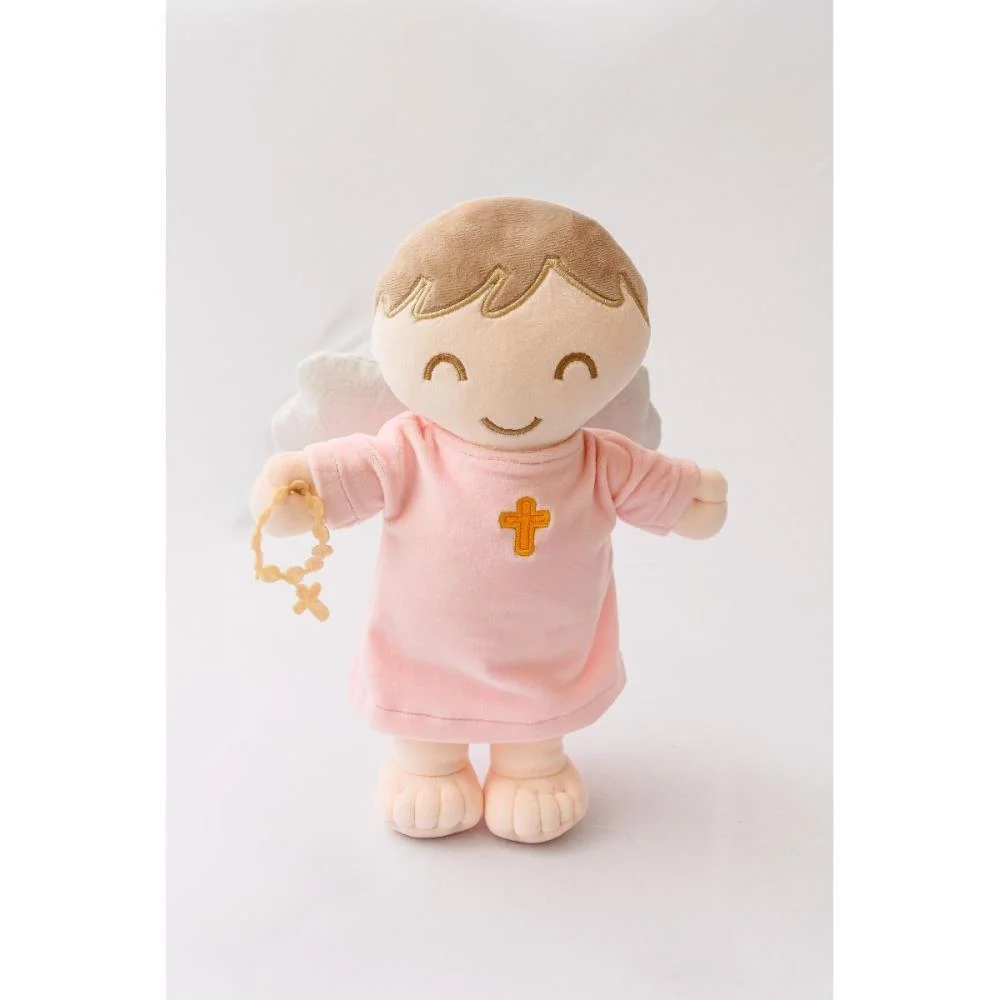 Boneca De Pelucia Anjinho Da Guarda Rosa 32Cm Zip - imagem 2