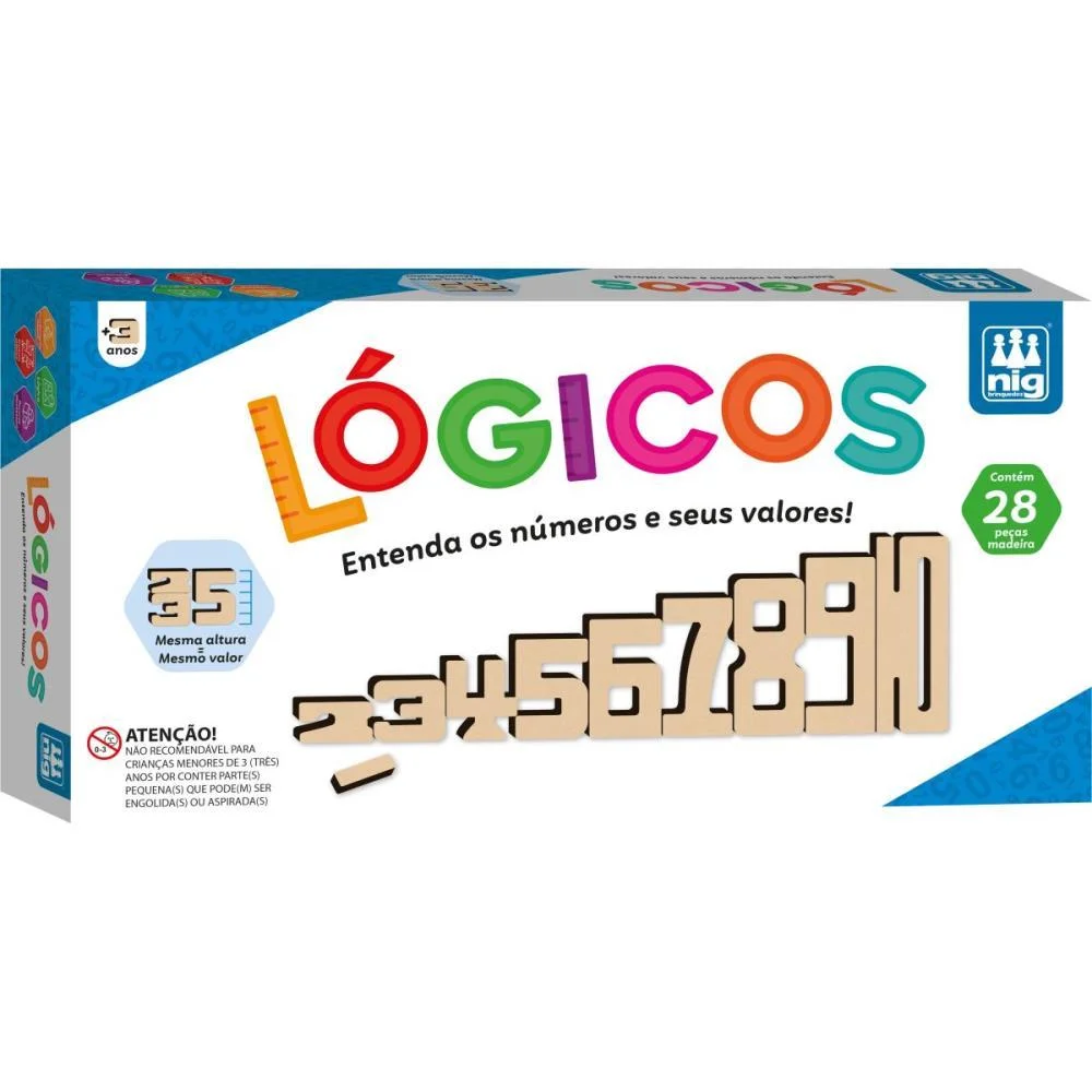 Brinquedo Educativo Logicos Madeira 28Numeros Nig Brinquedos - imagem 3