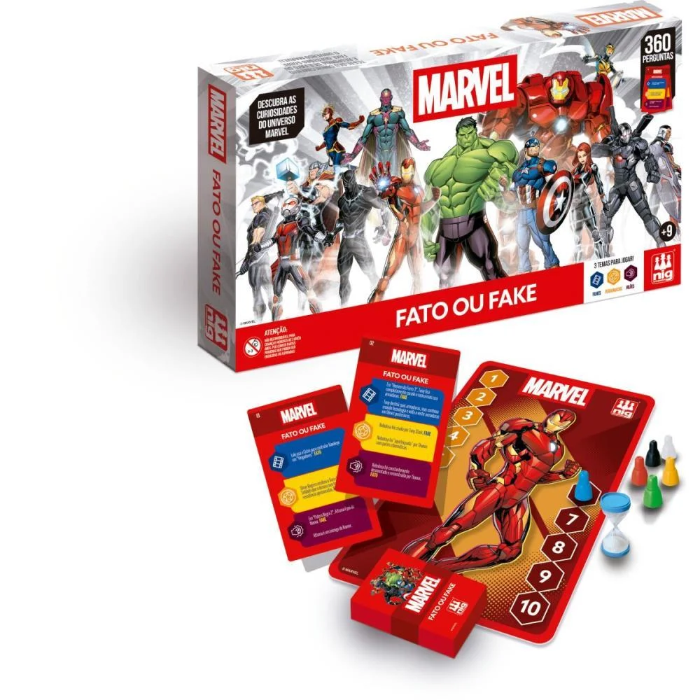 Jogo De Cartas Marvel Heroes Fato Ou Fake Nig Brinquedos - imagem 4