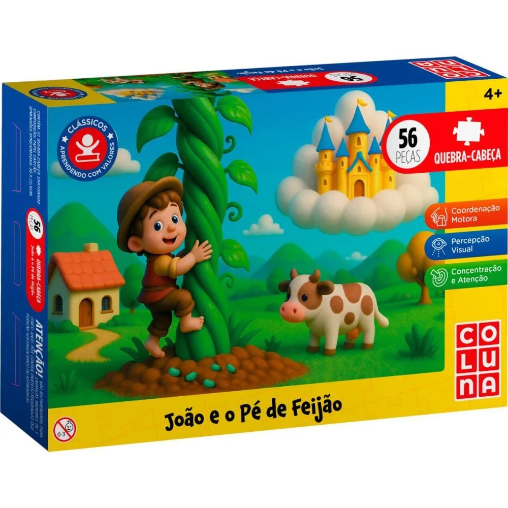 Quebra-Cabeca Cartonado Joao E O Pe De Feijao 56Pecas Coluna - imagem 2