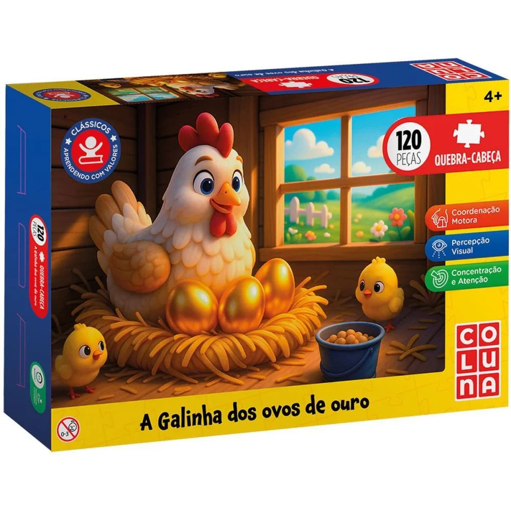 Quebra-Cabeca Cartonado A Galinha Dos Ovos De Ouro 120 Coluna - imagem 3