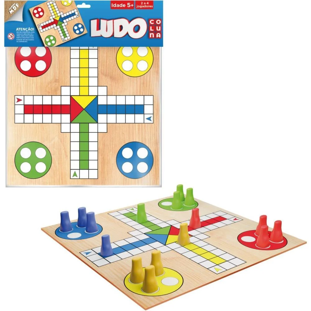 Jogo De Tabuleiro Ludo De Madeira Na Solapa Coluna - imagem 4