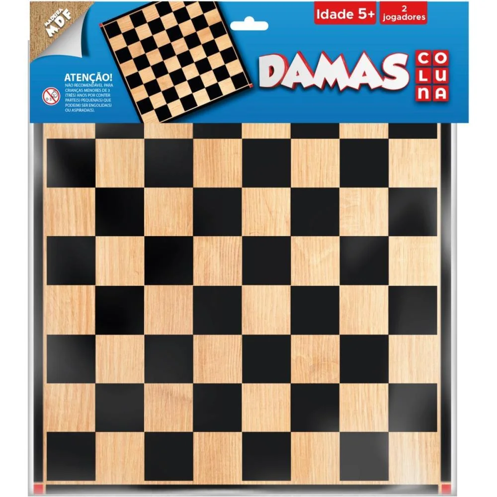Jogo De Tabuleiro Dama De Madeira Na Solapa Coluna - imagem 3