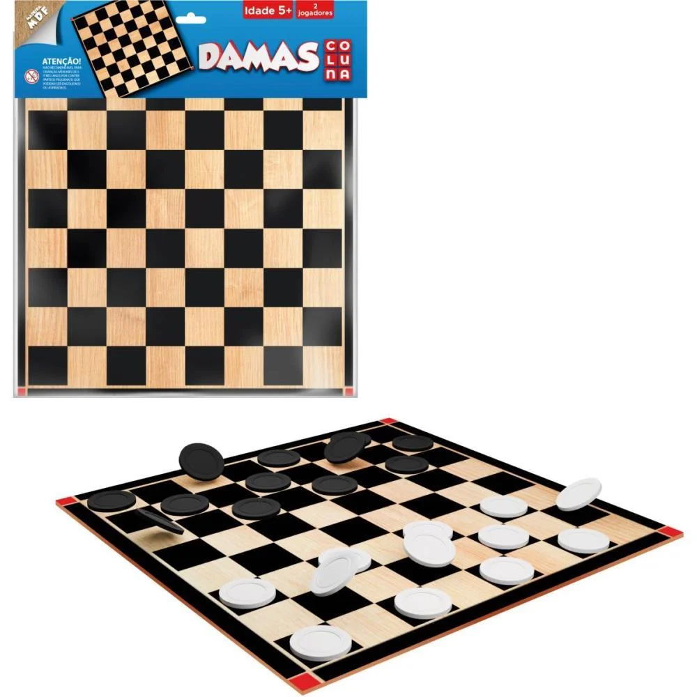 Jogo De Tabuleiro Dama De Madeira Na Solapa Coluna - imagem 4