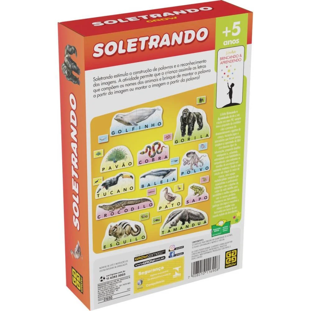 Brinquedo Pedagogico Soletrando 12 Figuras Grow - imagem 5