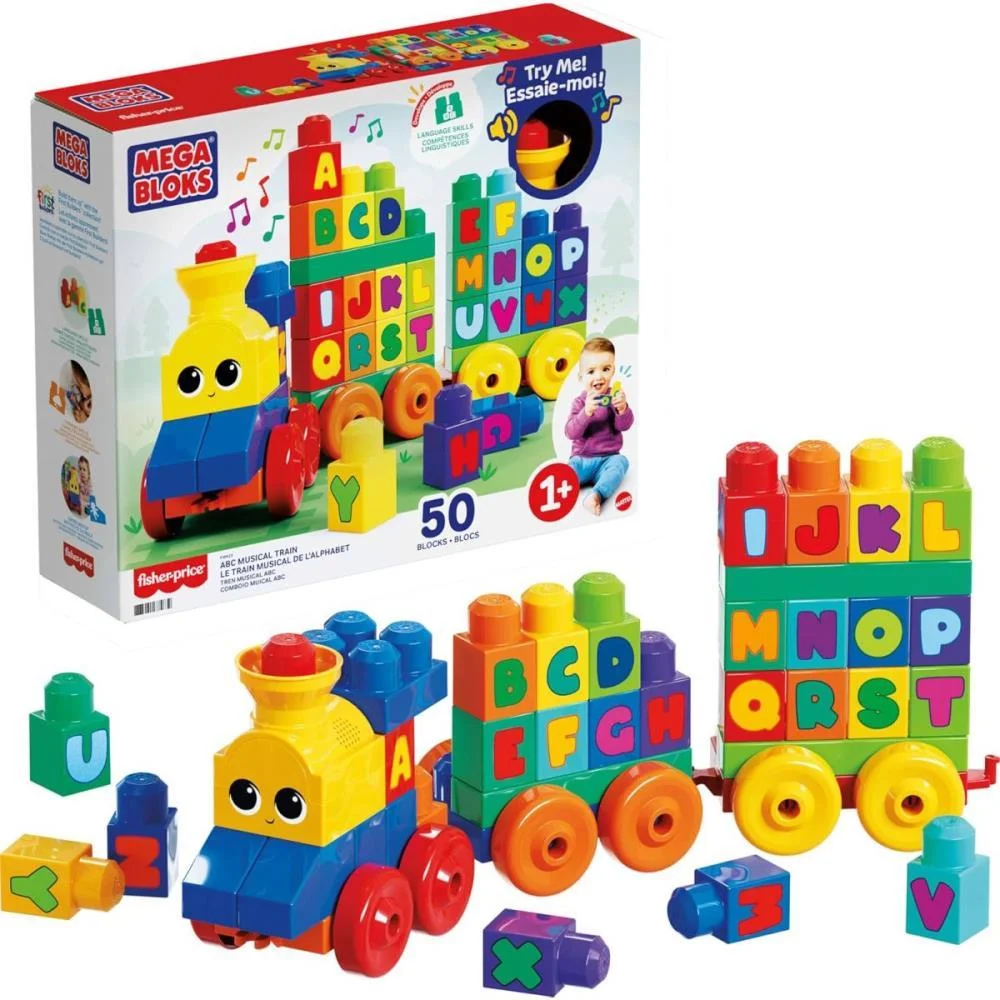 Mega Bloks Trem Aprendiz. Musical Abc 50P Mattel - imagem 2