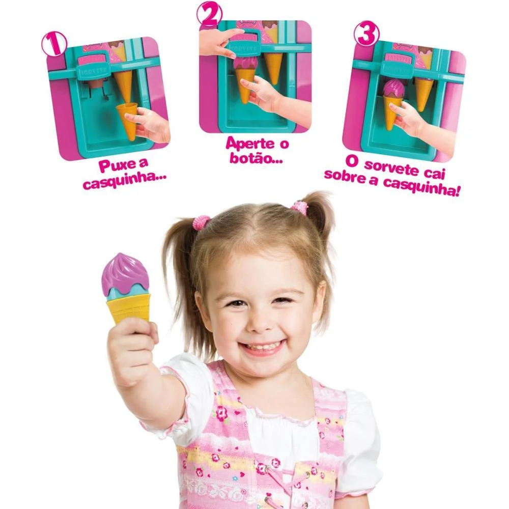 Brincando De Casinha Geladeira Gela Sorvetinho 49Cm Cardoso Toys - imagem 5