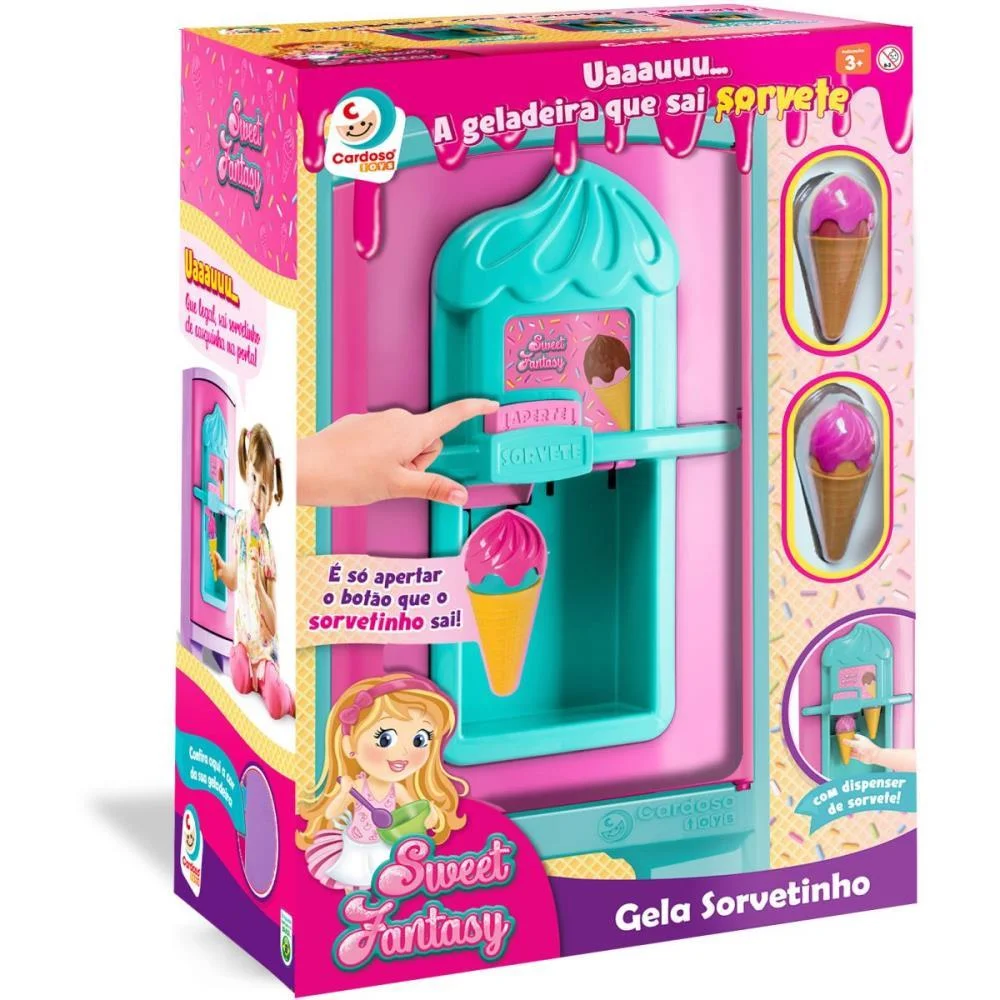 Brincando De Casinha Geladeira Gela Sorvetinho 49Cm Cardoso Toys - imagem 6