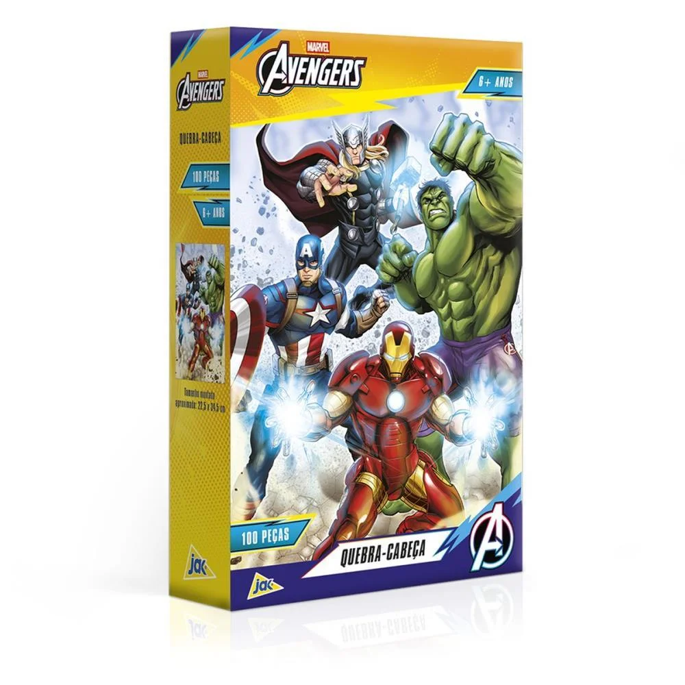 Quebra-Cabeca Cartonado Os Vingadores 100Pcs Toyster - imagem 3