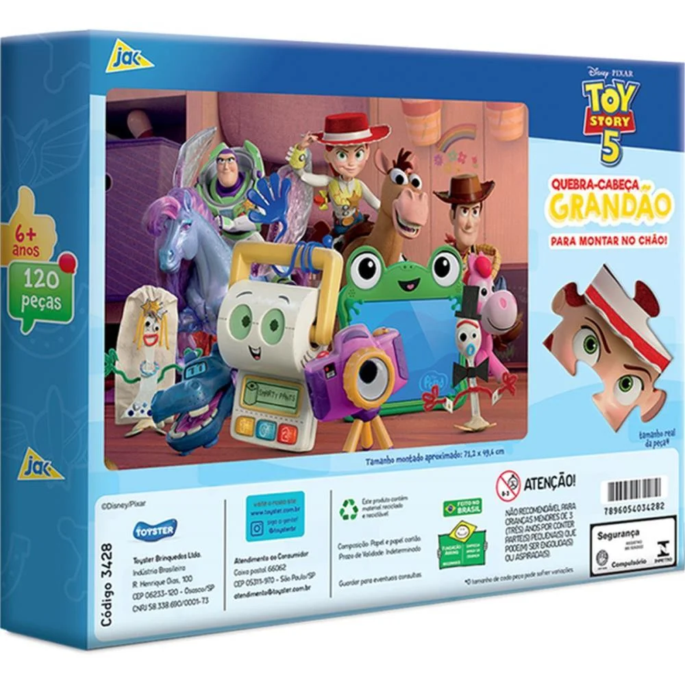Quebra-Cabeca Cartonado Toy Story 5 120Pecas Grandao Toyster - imagem 4