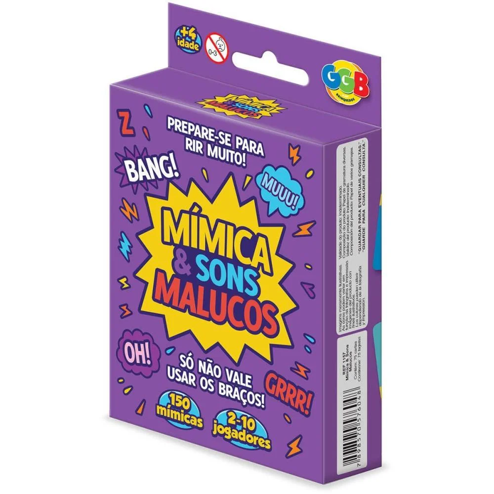 Jogo De Cartas Mimica E Sons Malucos 75Cartas Ggb Plast - imagem 4