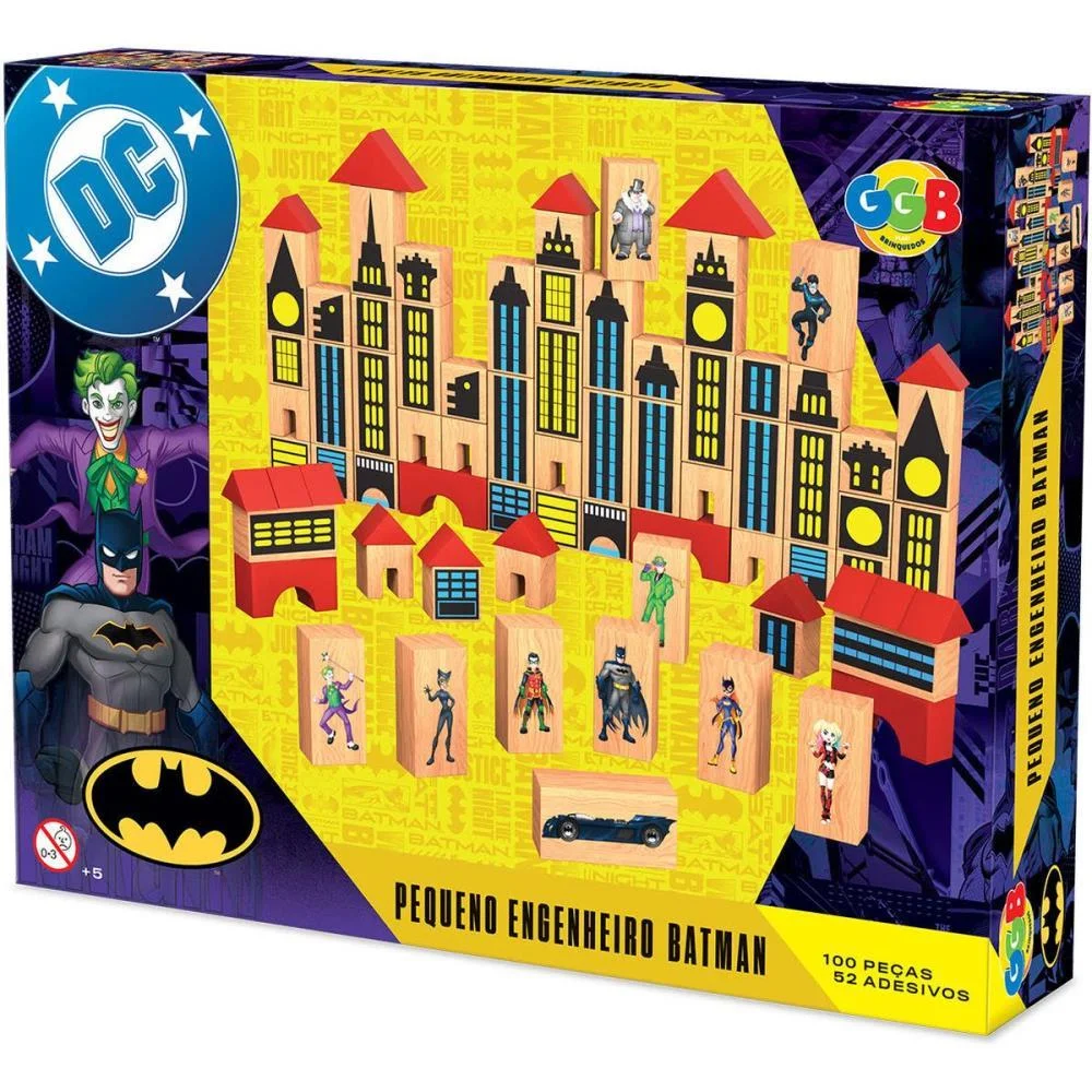 Brinquedo Pedagogico Madeira Batman Pequeno Eng. 100Pcs Ggb Plast - imagem 3