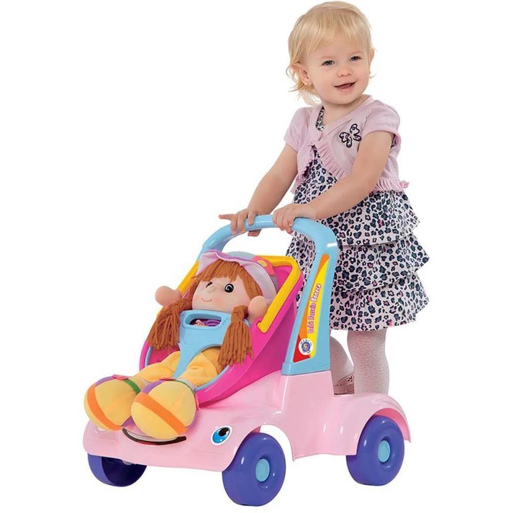 Andador Bebe Passeio Boneca Rosa Merco Toys - imagem 3