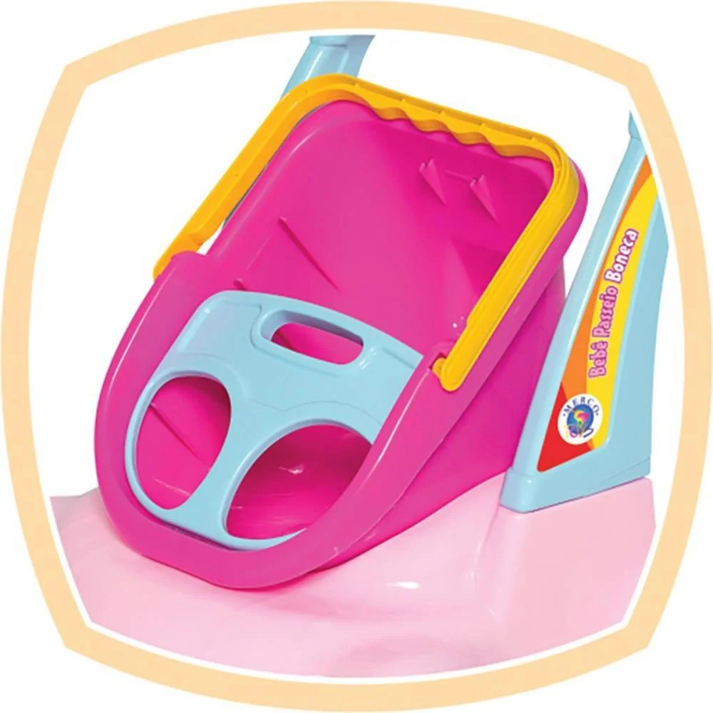 Andador Bebe Passeio Boneca Rosa Merco Toys - imagem 5