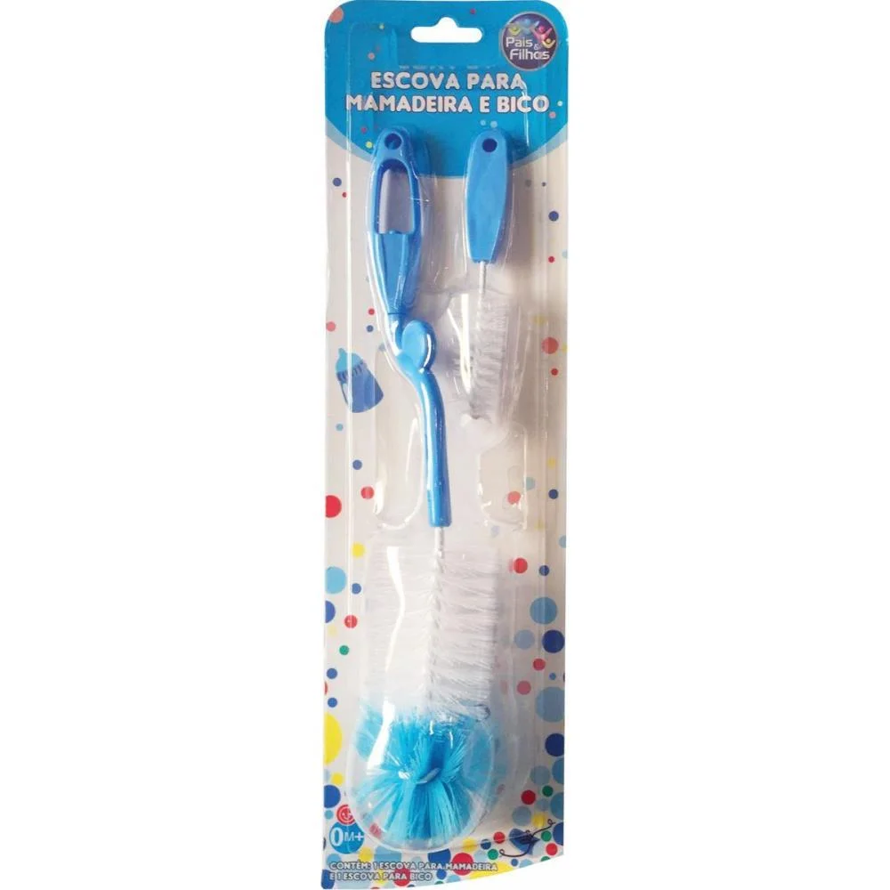Amamentação Escova P/Mamadeira E Bico Azul Pais E Filhos (Blister) - imagem 3