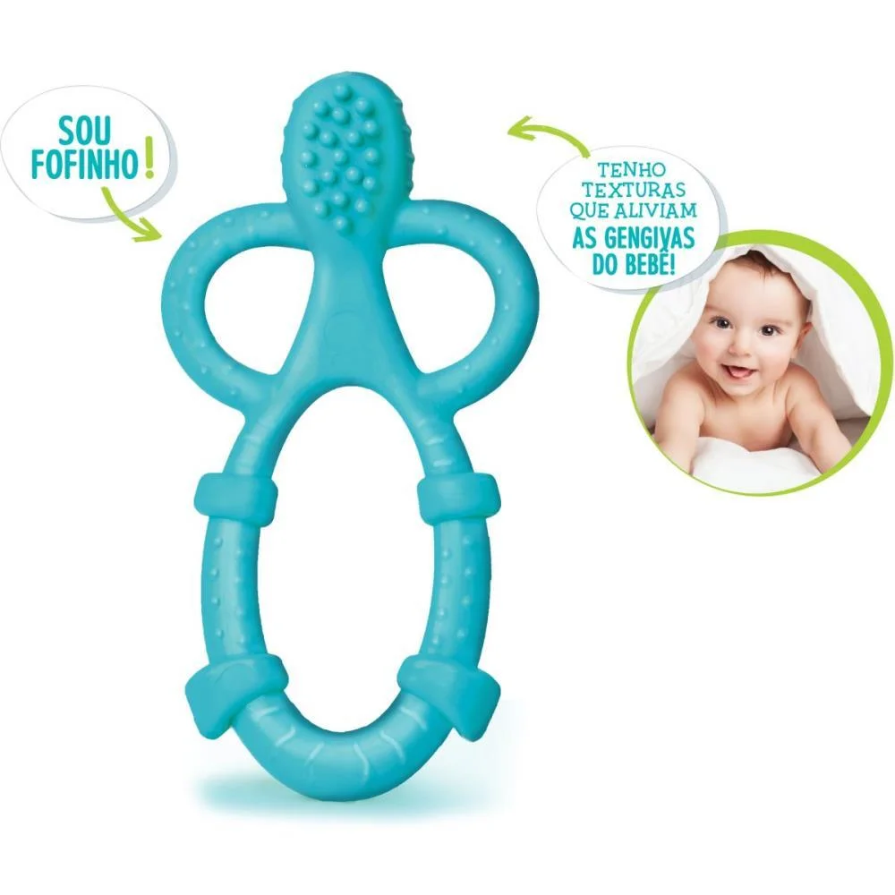 Mordedor Infantil Escovinha Azul +4 Meses Elka - imagem 3