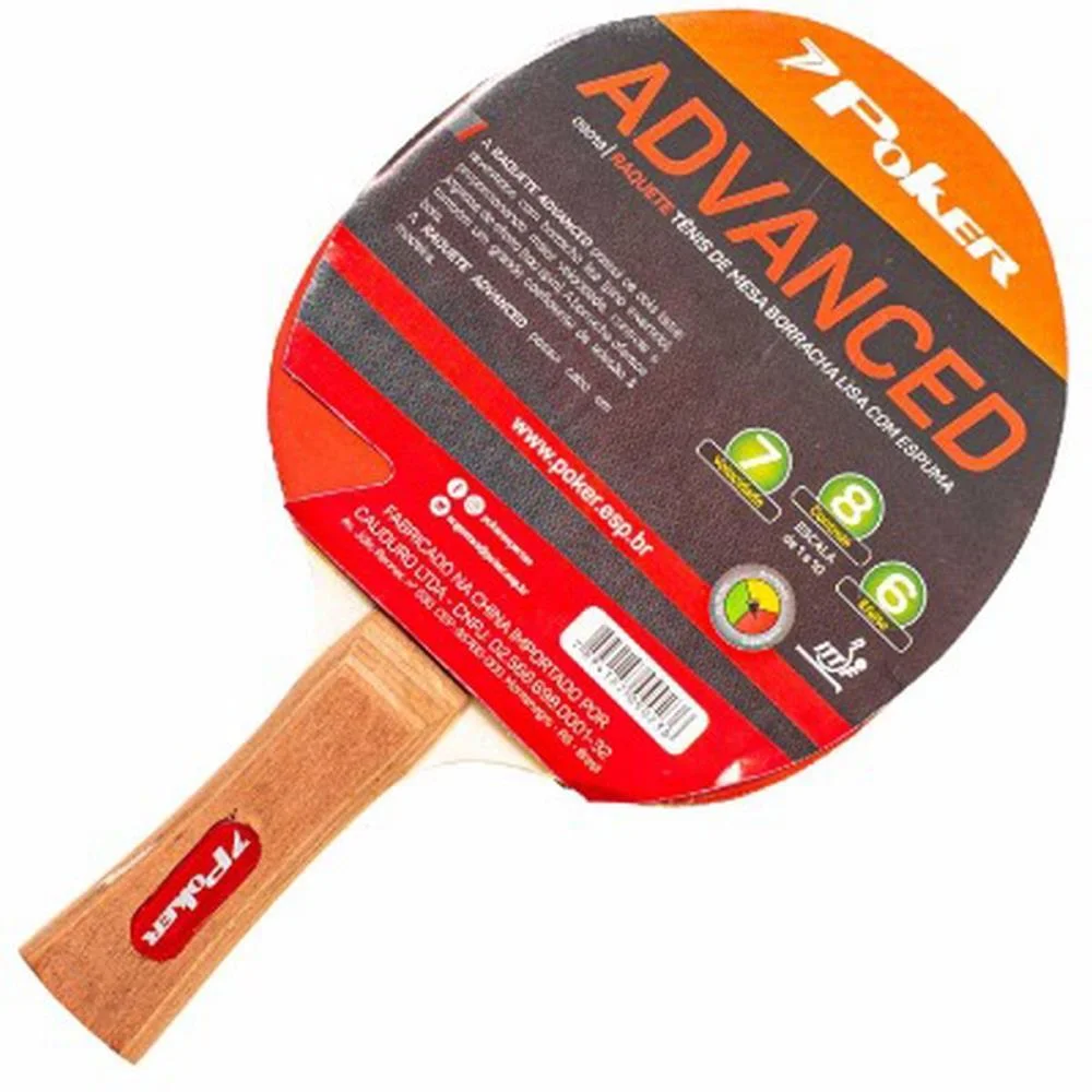 Raquete Para Ping Pong Borracha Lisa C/ Espuma Poker - imagem 3