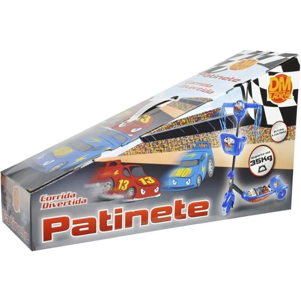 Patinete Azul C/Luz,Som E Cesta Dm Toys - imagem 3