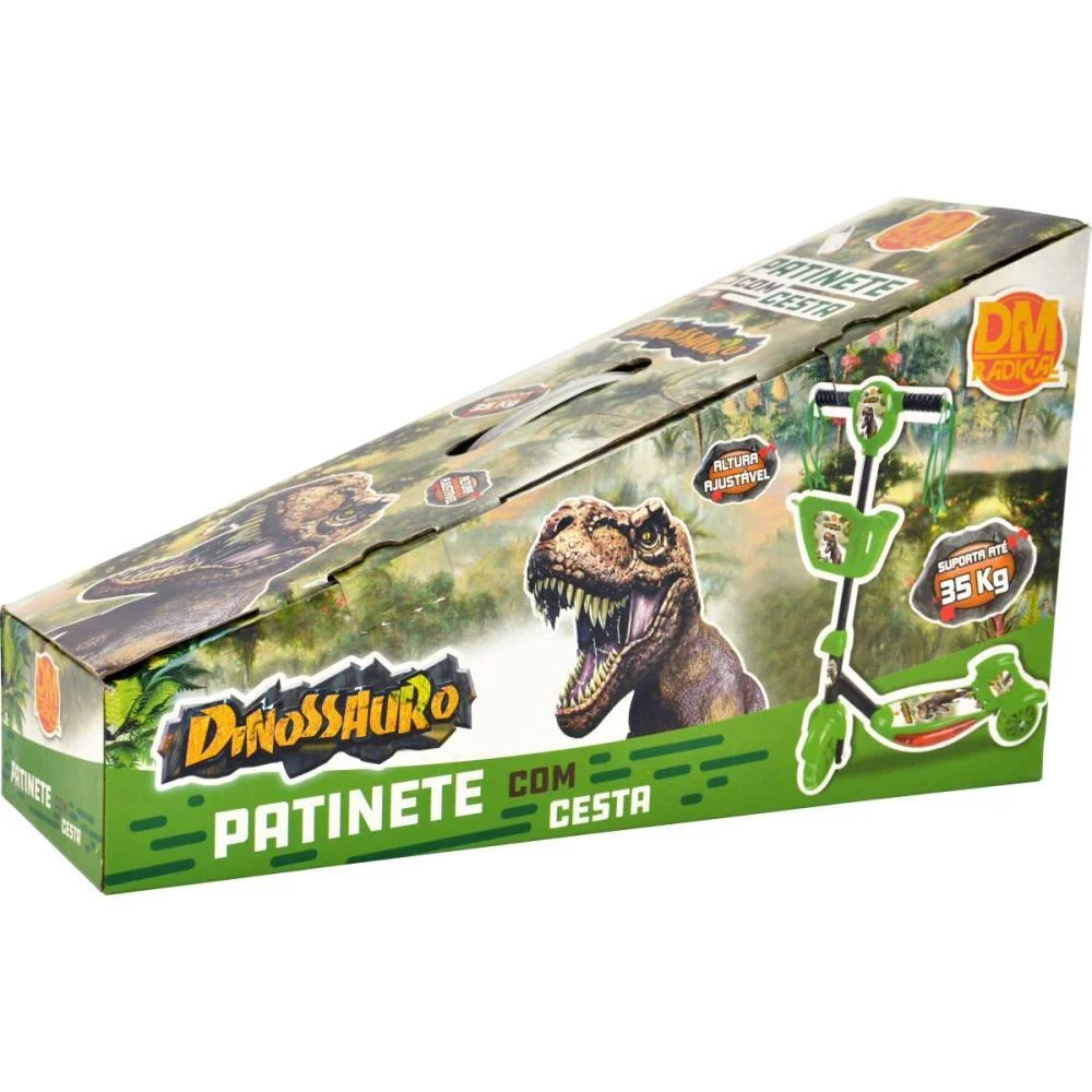 Patinete Dinossauro C/Som/Luz E Cesta Dm Toys - imagem 3