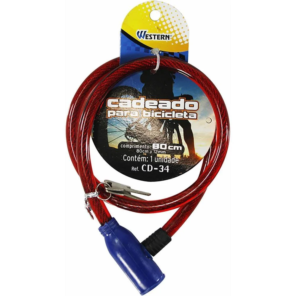 Acessorio Para Bicicleta Cadeado 80Cm Flex. Sortido Western - imagem 3