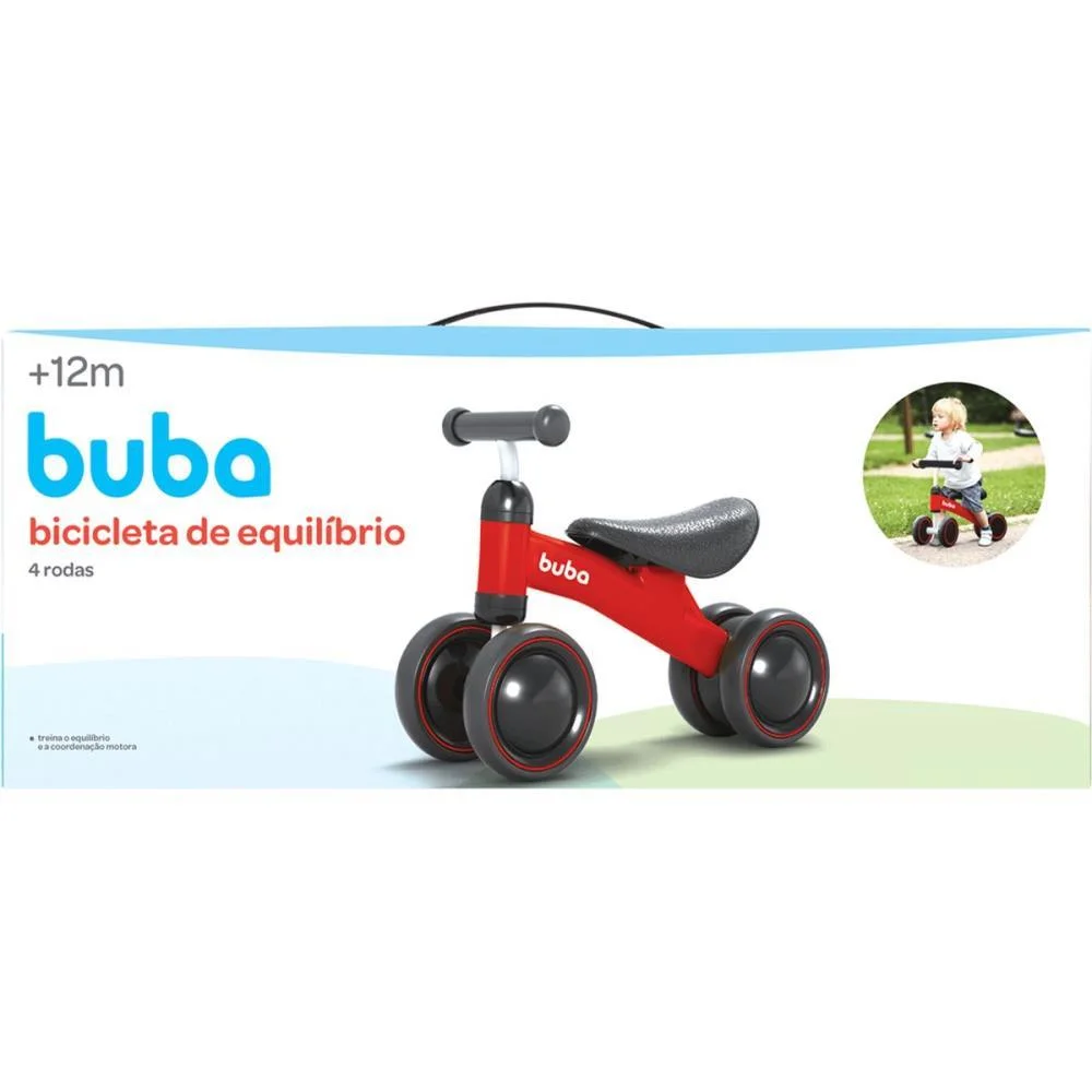 Bicicleta Infantil Equilibrio C/4 Rodas Vermelha Buba - imagem 10